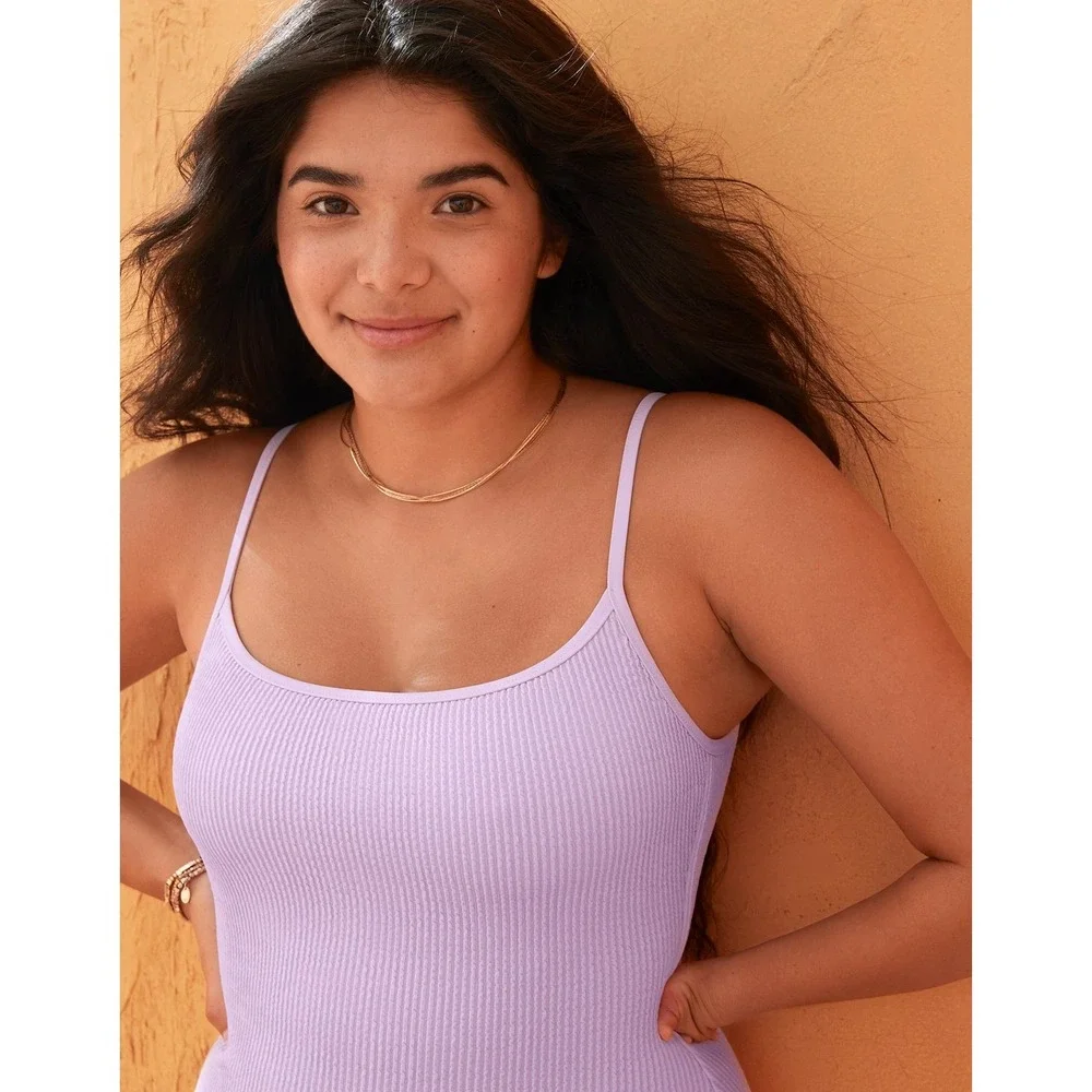 NWOT Aerie Crinkle Scoop Full Coverage One Piece‎ Swimsuit Lilac Purple XXL